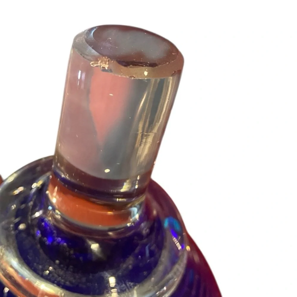 Top of Sultan Art Glass Swirled Decanter Z Gallerie Royal Cobalt Blue Top Only